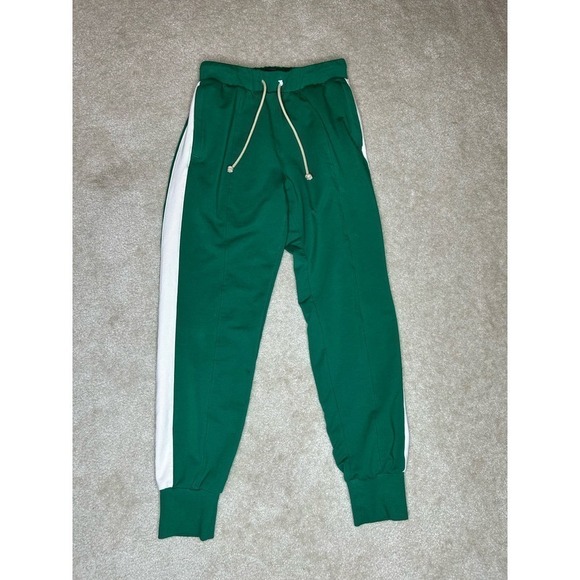 J.Crew Athletic Pants Green with Cream Stripe Size SMALL - Picture 1 of 7